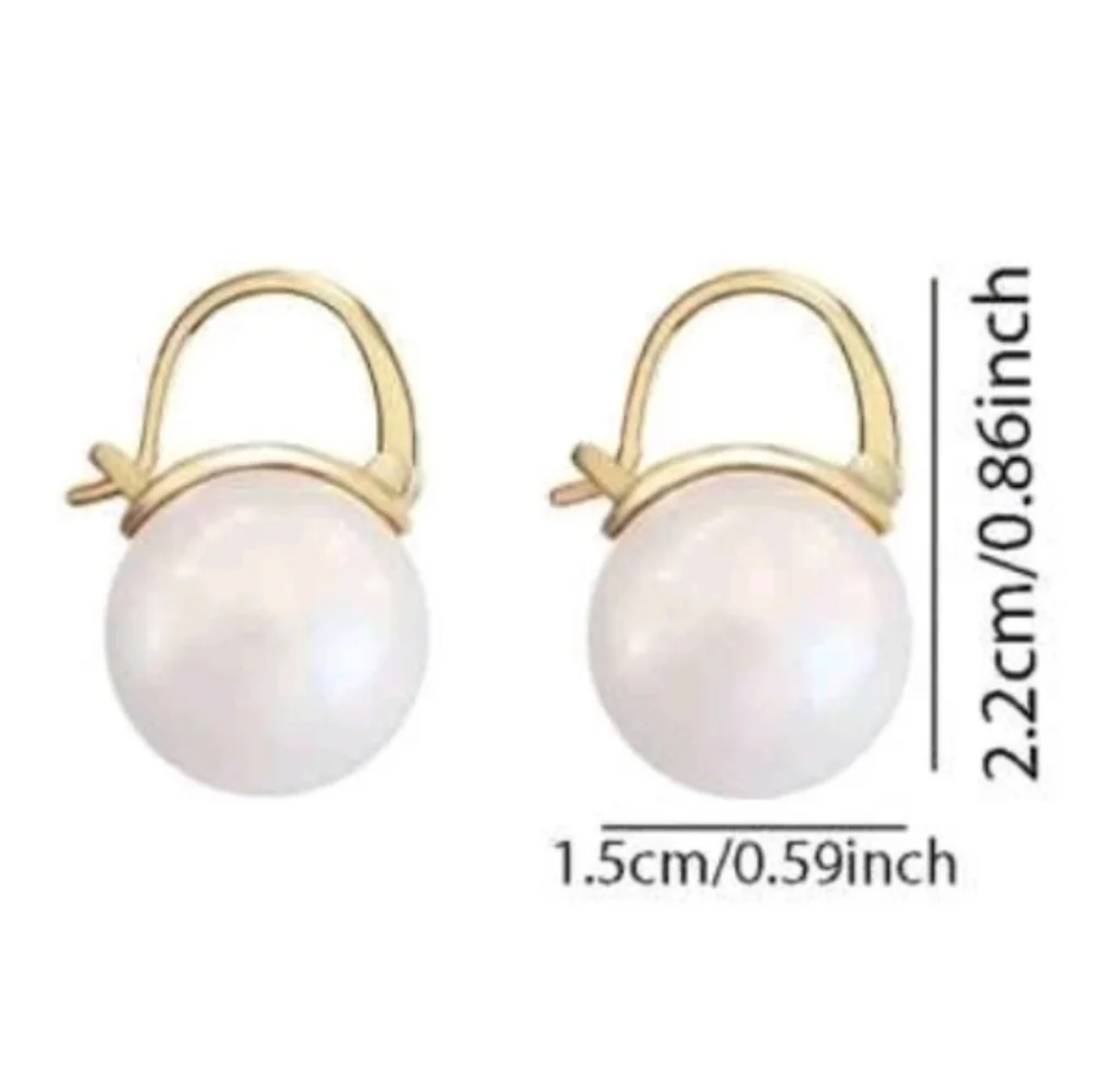 NEW!! Kate Classic Pearl Dangle Small Hoop Gold Plated Earrings